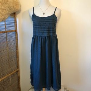 CASLON-Nordstrom Teal Green Cotton Eyelet Summer Midi Dress-Size Medium